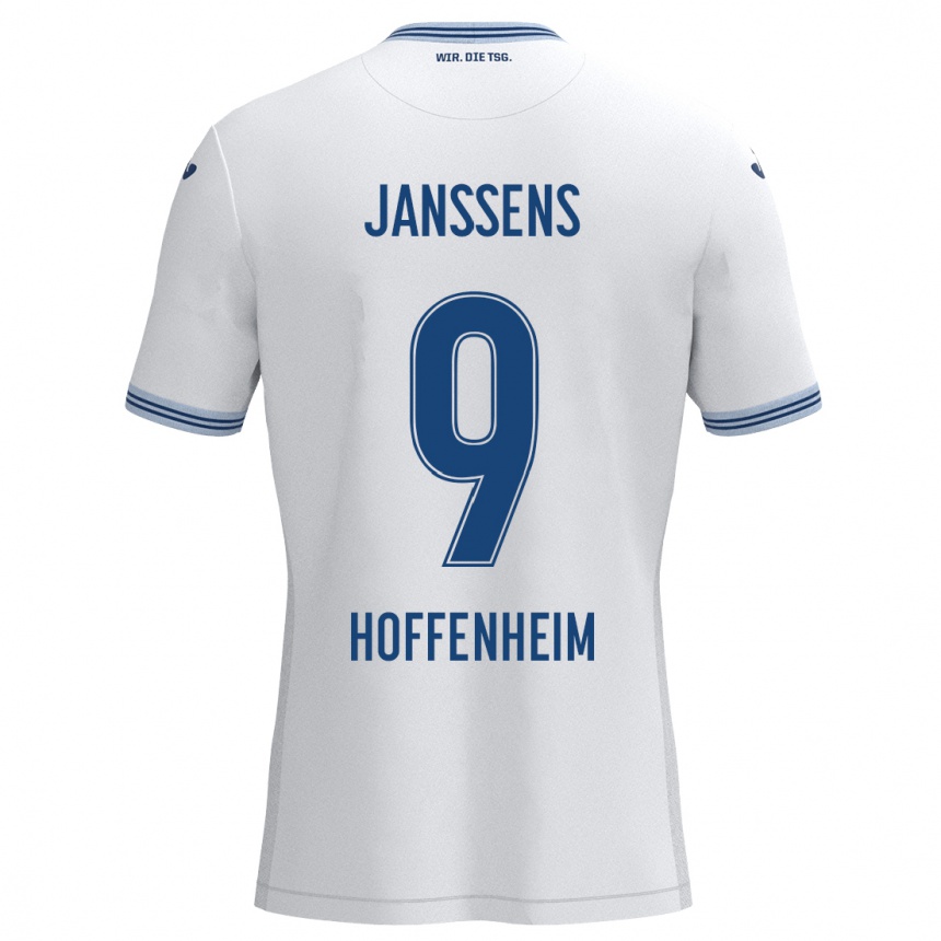 Niño Fútbol Camiseta Jill Janssens #9 Blanco Azul 2ª Equipación 2024/25