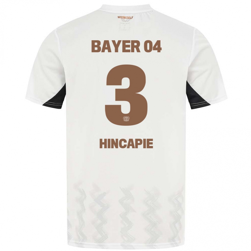 Niño Fútbol Camiseta Piero Hincapié #3 Blanco Negro 2ª Equipación 2024/25