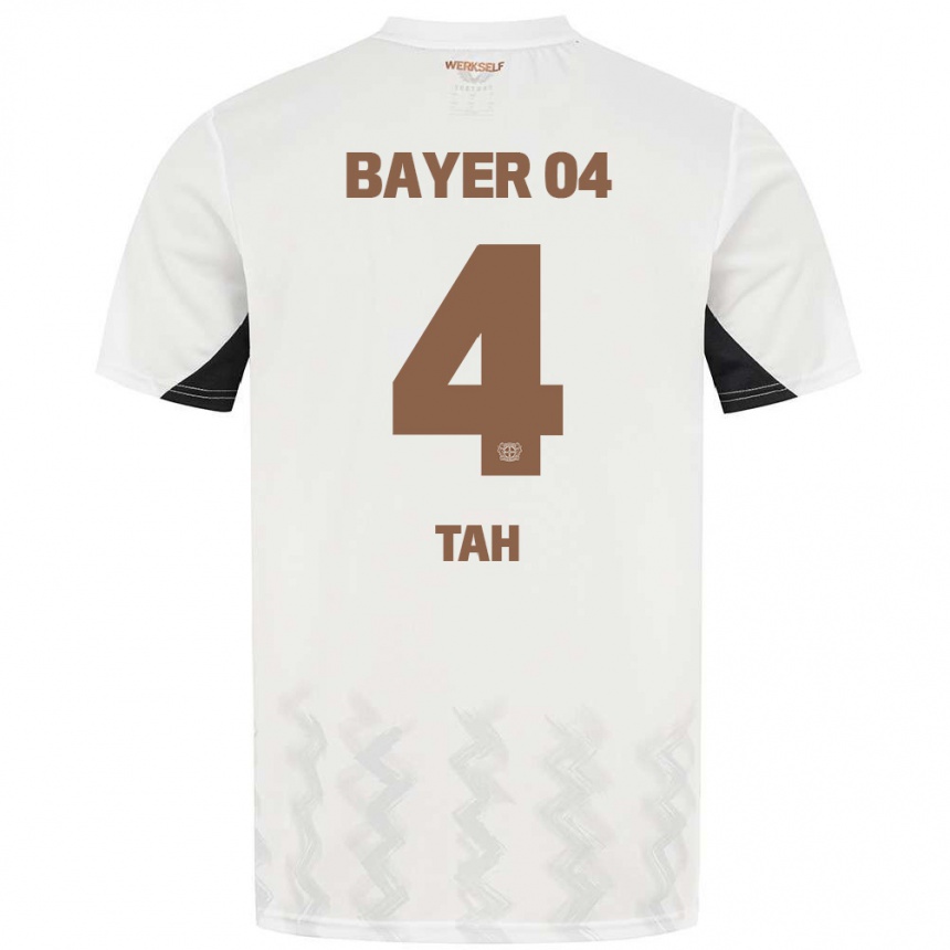 Niño Fútbol Camiseta Jonathan Tah #4 Blanco Negro 2ª Equipación 2024/25