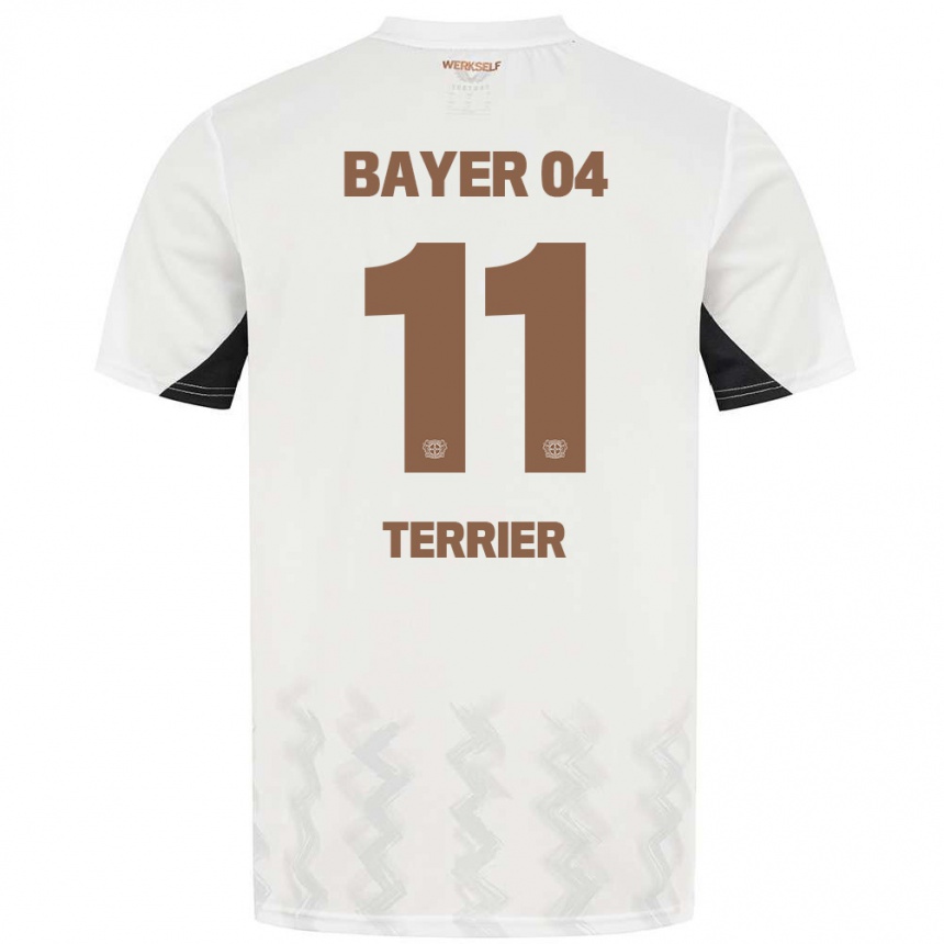 Niño Fútbol Camiseta Martin Terrier #11 Blanco Negro 2ª Equipación 2024/25