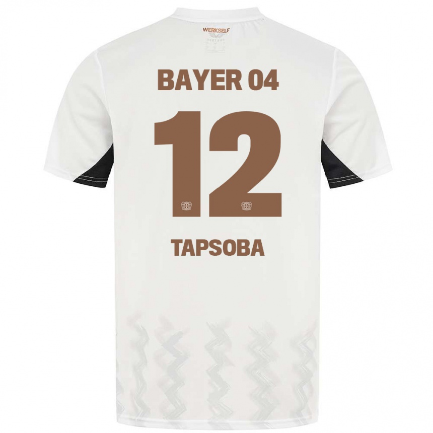 Niño Fútbol Camiseta Edmond Tapsoba #12 Blanco Negro 2ª Equipación 2024/25