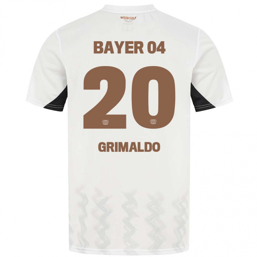 Niño Fútbol Camiseta Alejandro Grimaldo #20 Blanco Negro 2ª Equipación 2024/25