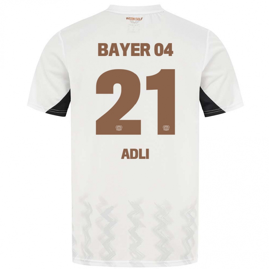 Niño Fútbol Camiseta Amine Adli #21 Blanco Negro 2ª Equipación 2024/25