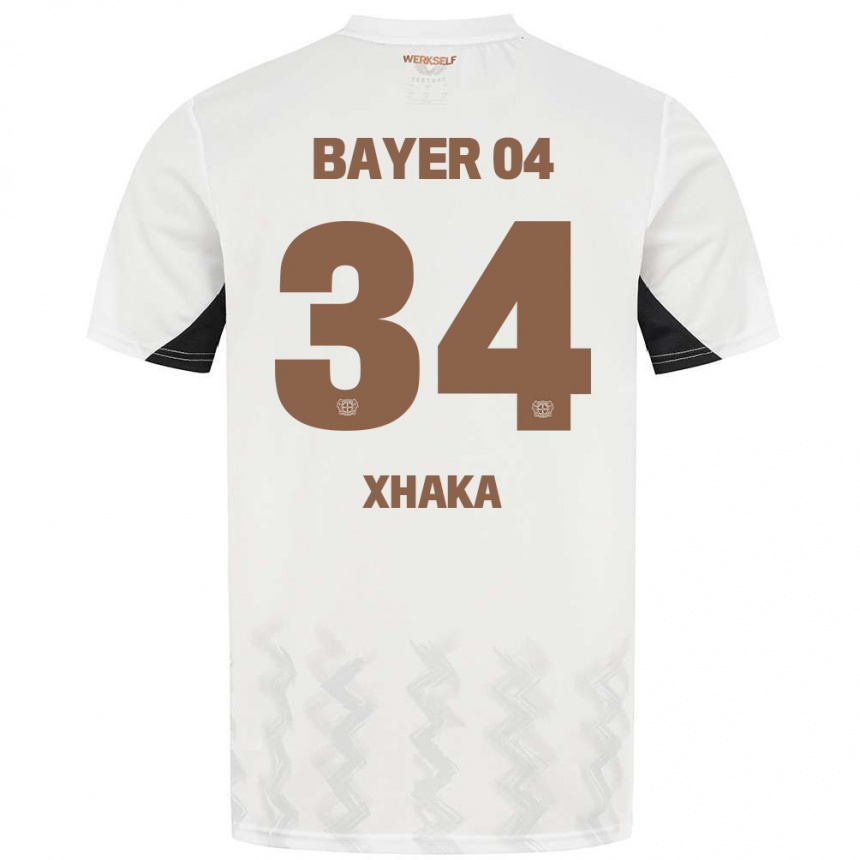 Niño Fútbol Camiseta Granit Xhaka #34 Blanco Negro 2ª Equipación 2024/25