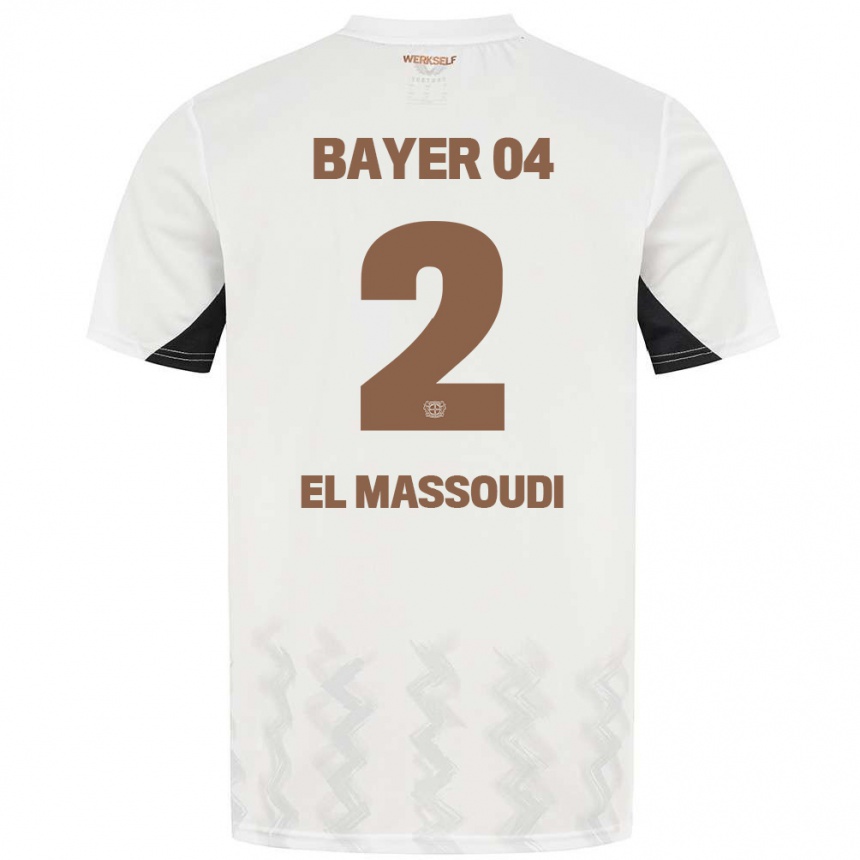 Niño Fútbol Camiseta Nassim El Massoudi #2 Blanco Negro 2ª Equipación 2024/25