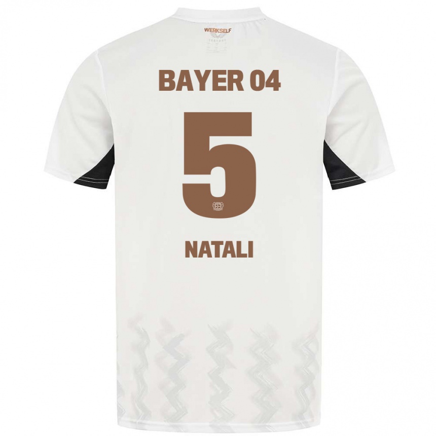 Niño Fútbol Camiseta Andrea Natali #5 Blanco Negro 2ª Equipación 2024/25