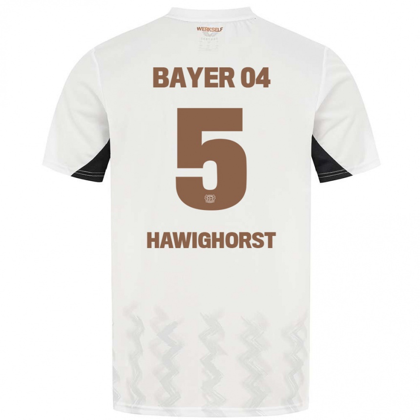 Niño Fútbol Camiseta Ben Hawighorst #5 Blanco Negro 2ª Equipación 2024/25