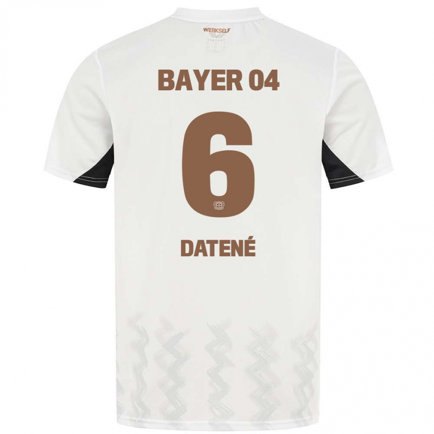 Niño Fútbol Camiseta Elia Datené #6 Blanco Negro 2ª Equipación 2024/25