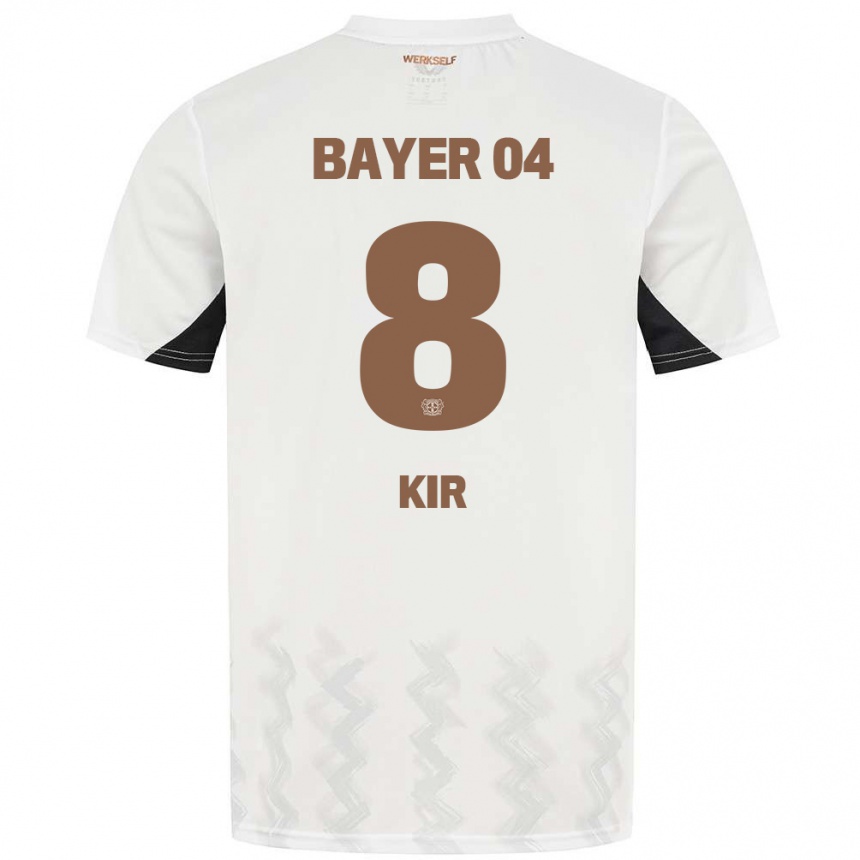 Niño Fútbol Camiseta Burak Kir #8 Blanco Negro 2ª Equipación 2024/25