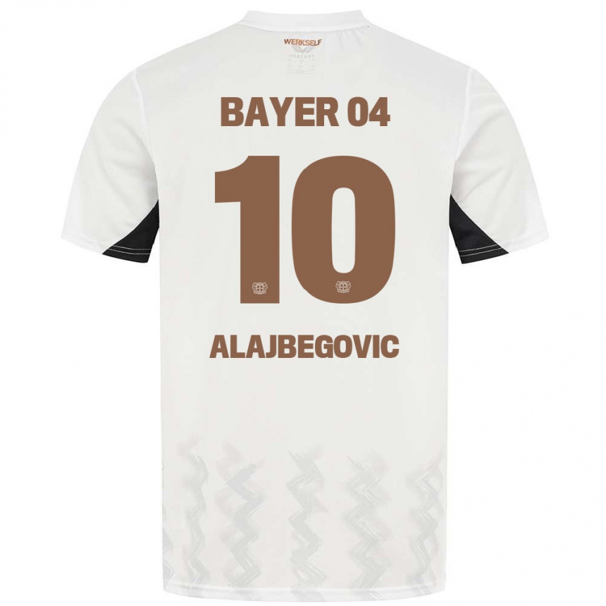 Niño Fútbol Camiseta Kerim Alajbegovic #10 Blanco Negro 2ª Equipación 2024/25