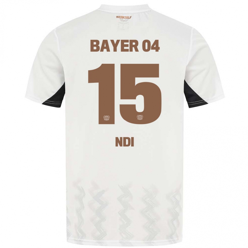 Niño Fútbol Camiseta Bradley Ndi #15 Blanco Negro 2ª Equipación 2024/25