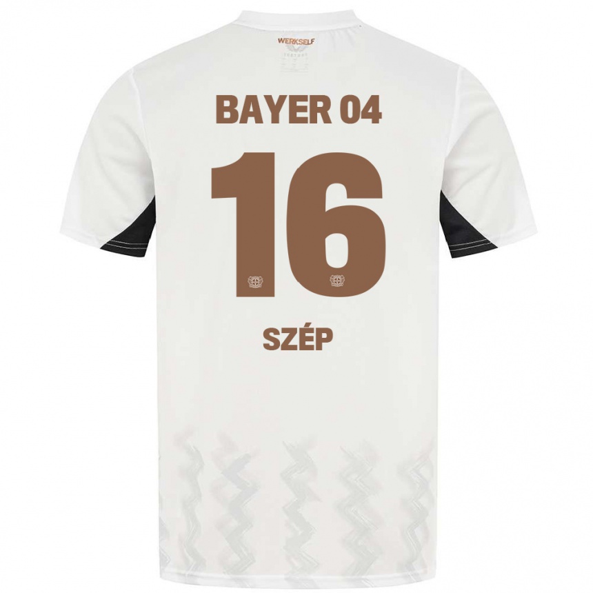 Niño Fútbol Camiseta Márton Szép #16 Blanco Negro 2ª Equipación 2024/25