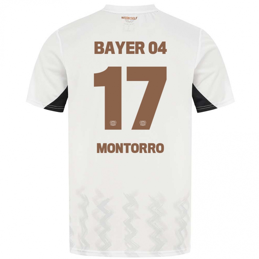 Niño Fútbol Camiseta Josuè Montorro #17 Blanco Negro 2ª Equipación 2024/25