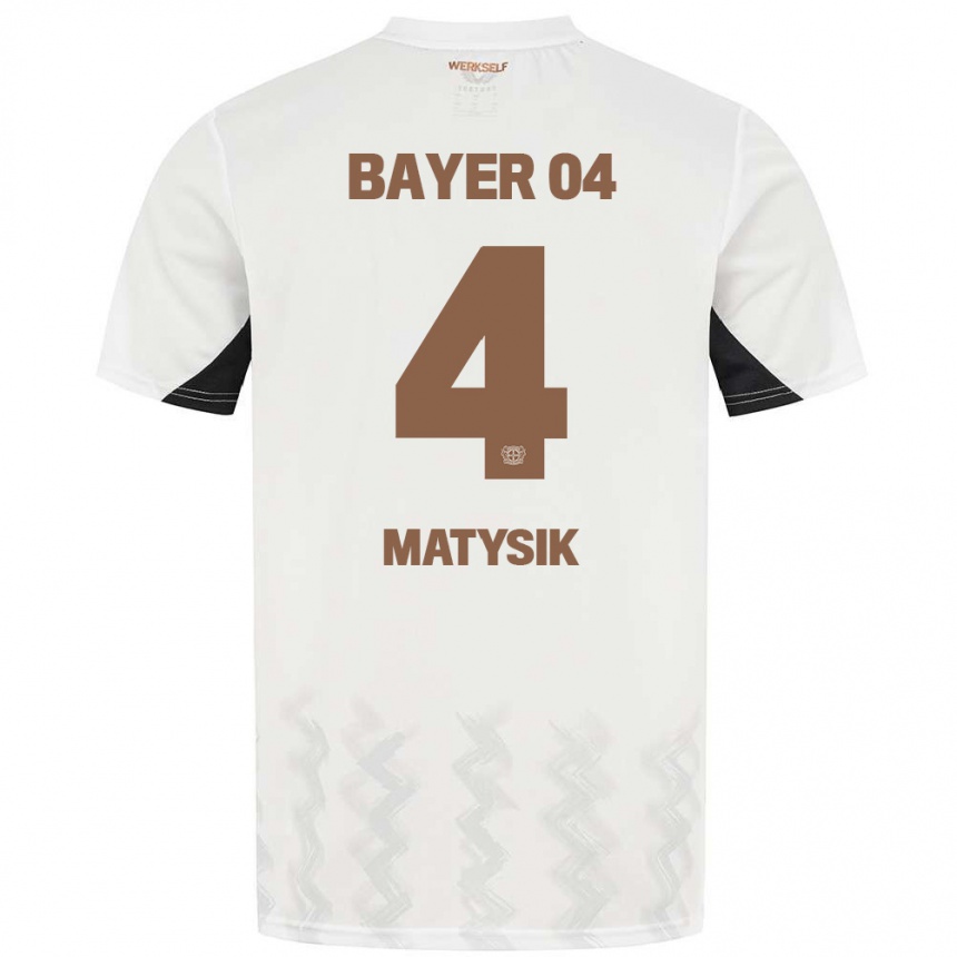 Niño Fútbol Camiseta Sylwia Matysik #4 Blanco Negro 2ª Equipación 2024/25