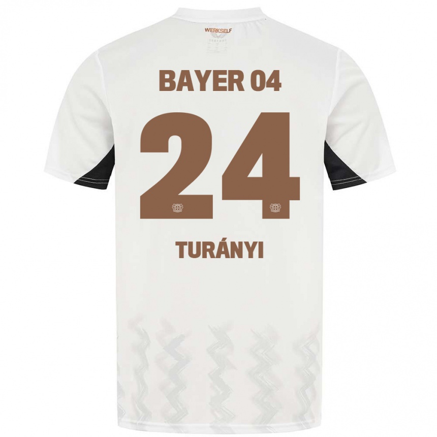 Niño Fútbol Camiseta Lilla Turányi #24 Blanco Negro 2ª Equipación 2024/25