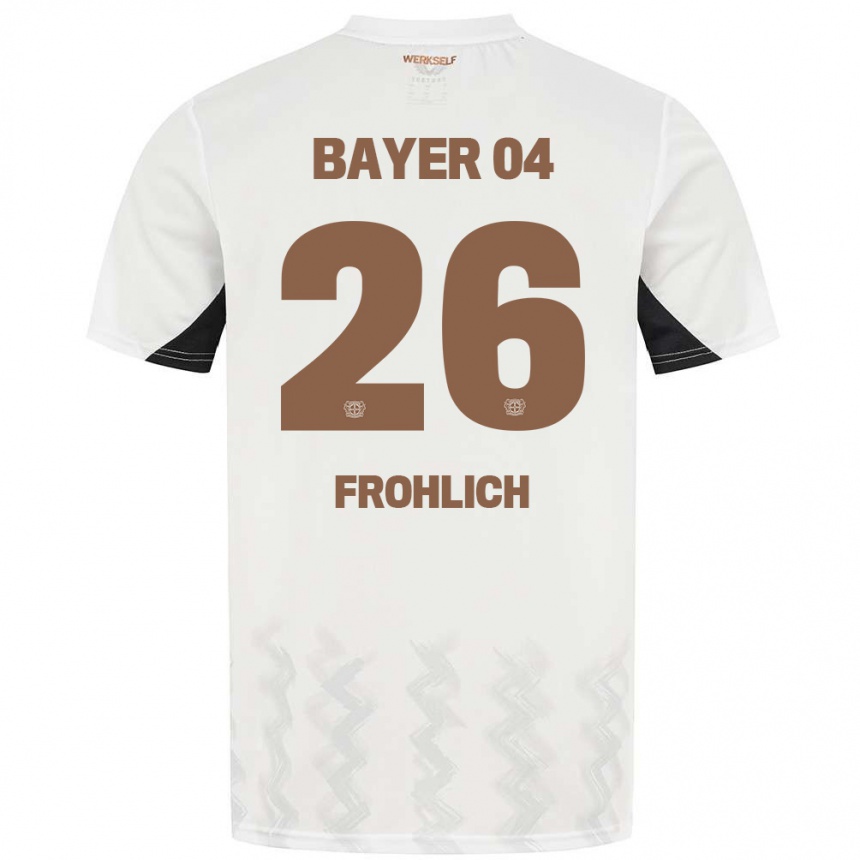 Niño Fútbol Camiseta Clara Fröhlich #26 Blanco Negro 2ª Equipación 2024/25