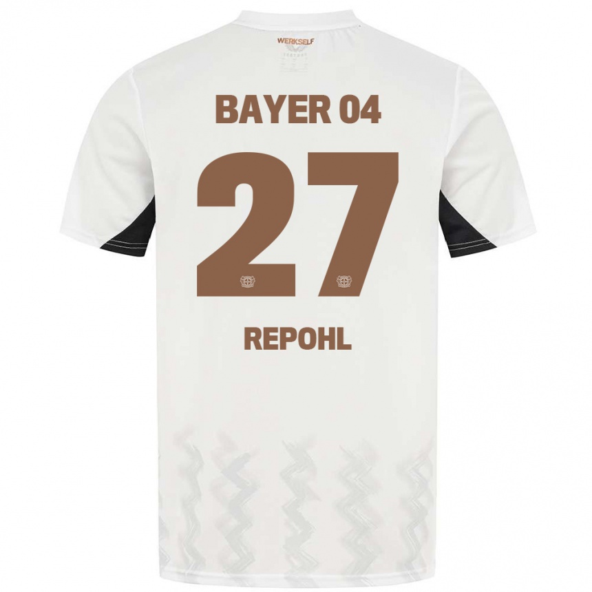 Niño Fútbol Camiseta Friederike Repohl #27 Blanco Negro 2ª Equipación 2024/25