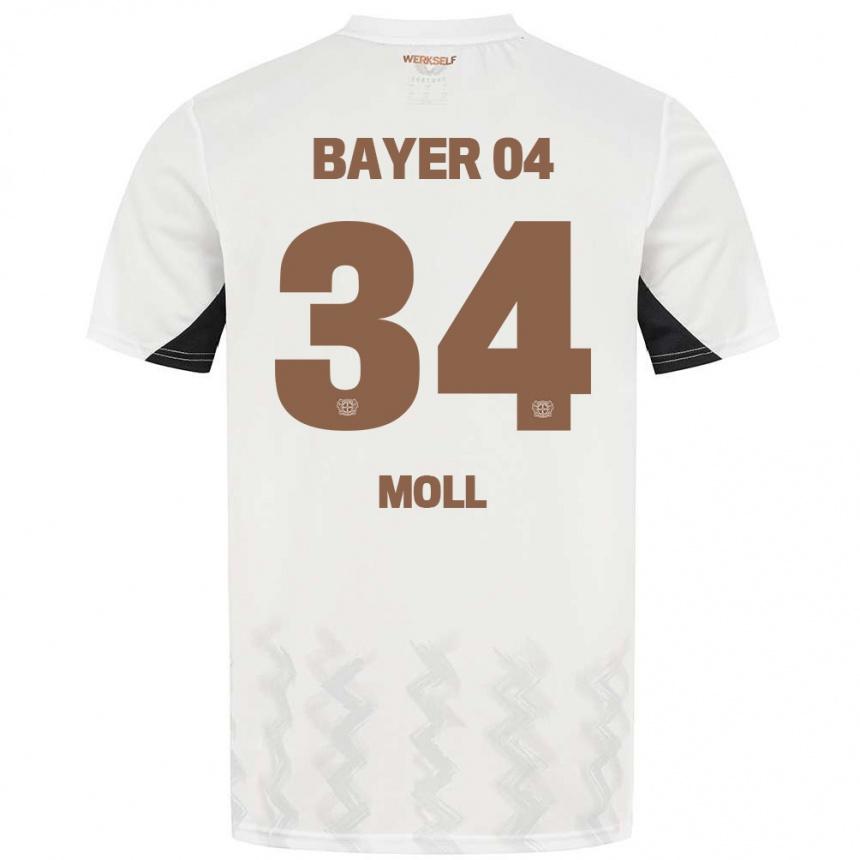 Niño Fútbol Camiseta Anne Moll #34 Blanco Negro 2ª Equipación 2024/25