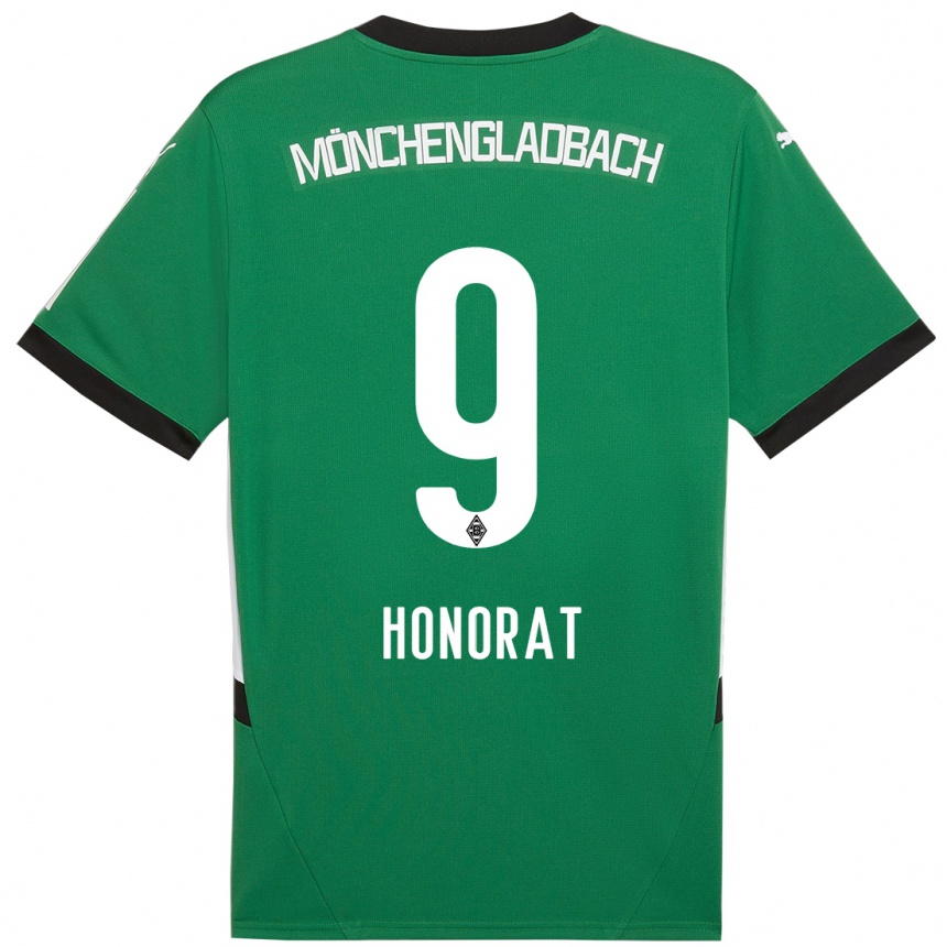 Niño Fútbol Camiseta Franck Honorat #9 Verde Blanco 2ª Equipación 2024/25