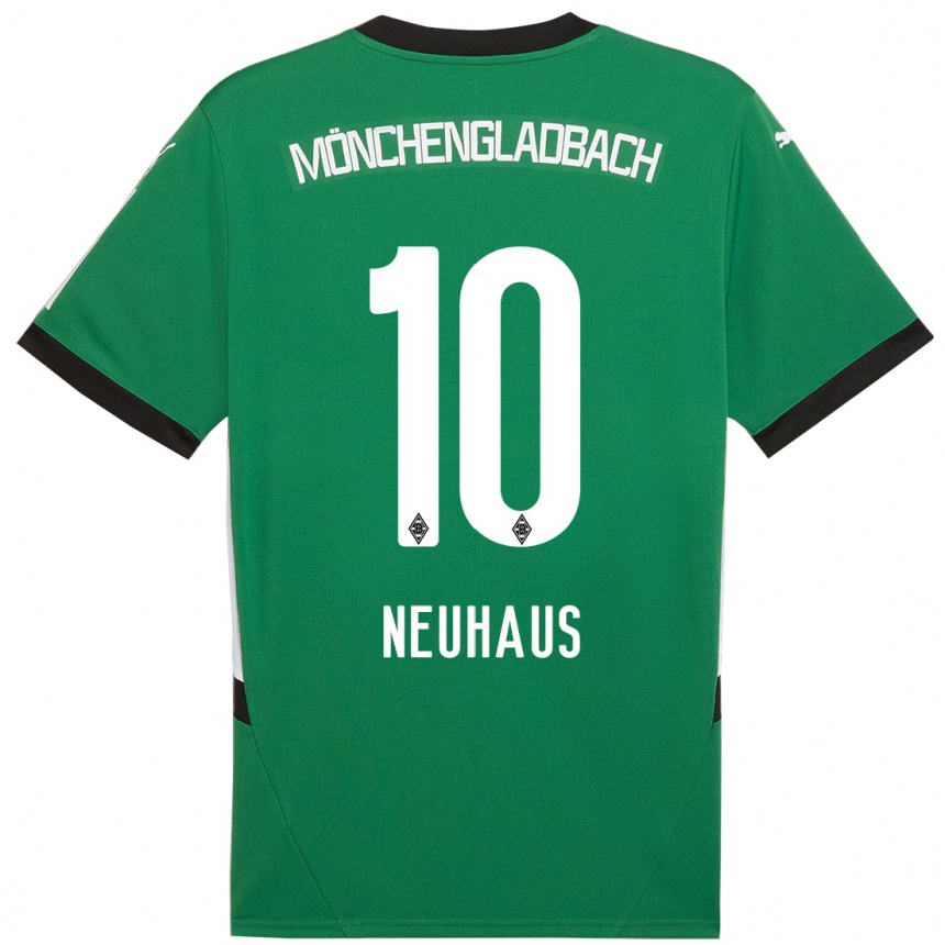 Niño Fútbol Camiseta Florian Neuhaus #10 Verde Blanco 2ª Equipación 2024/25