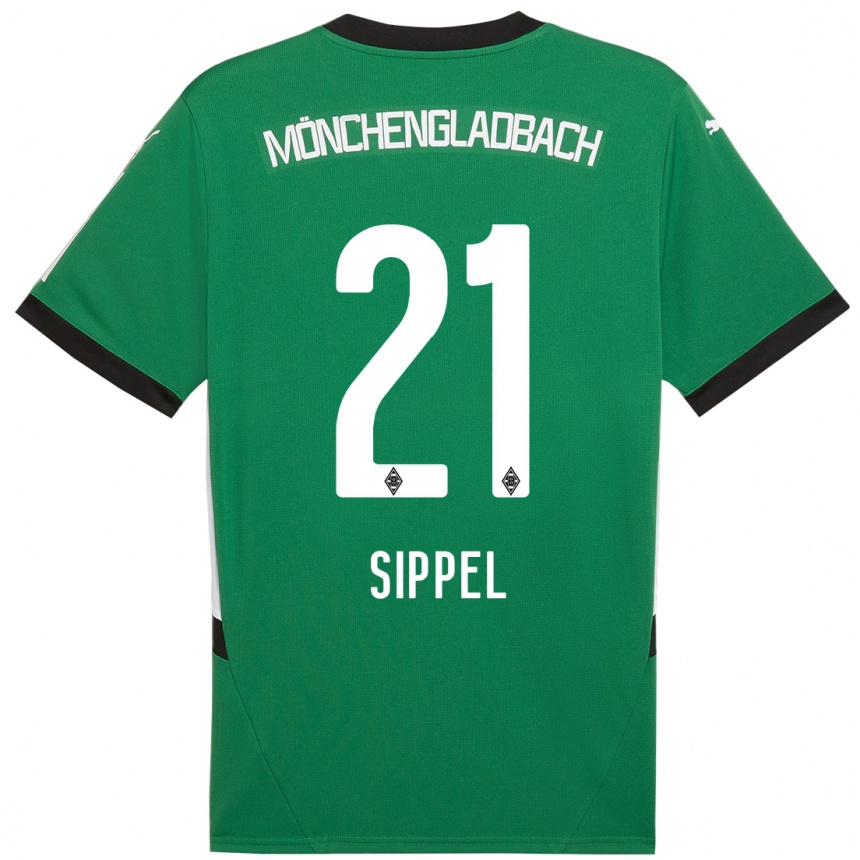 Niño Fútbol Camiseta Tobias Sippel #21 Verde Blanco 2ª Equipación 2024/25