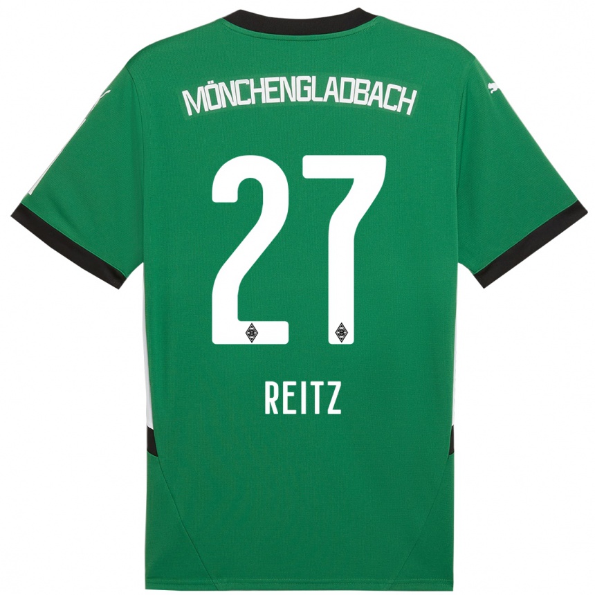 Niño Fútbol Camiseta Rocco Reitz #27 Verde Blanco 2ª Equipación 2024/25