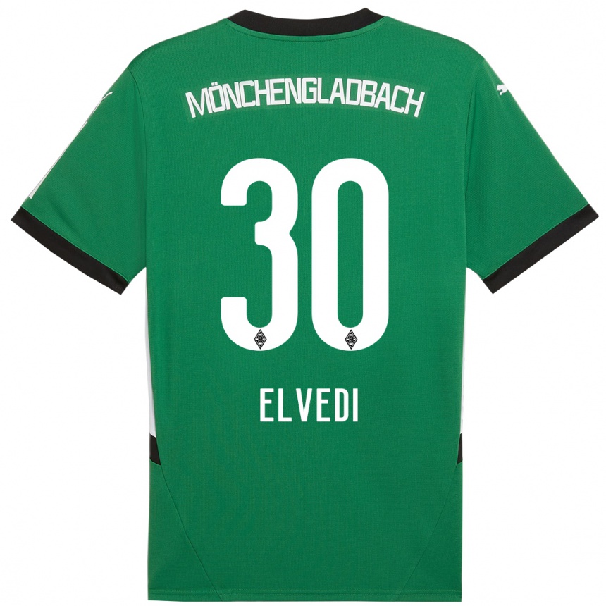 Niño Fútbol Camiseta Nico Elvedi #30 Verde Blanco 2ª Equipación 2024/25