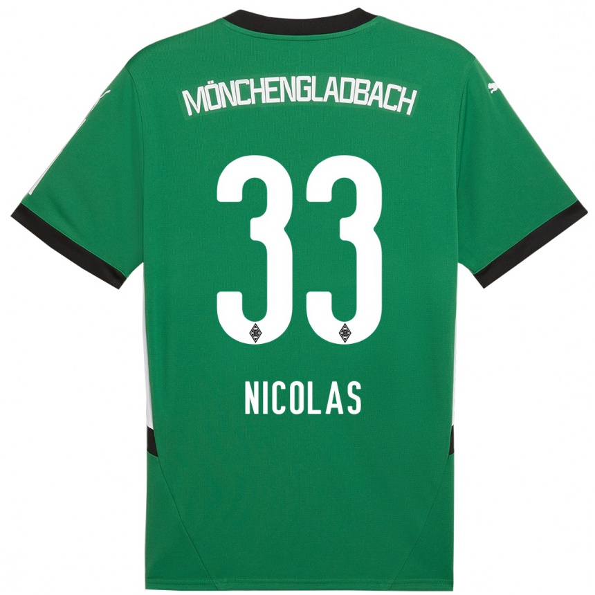 Niño Fútbol Camiseta Moritz Nicolas #33 Verde Blanco 2ª Equipación 2024/25