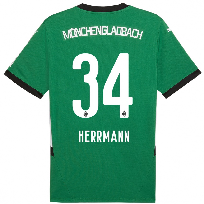 Niño Fútbol Camiseta Charles Herrmann #34 Verde Blanco 2ª Equipación 2024/25