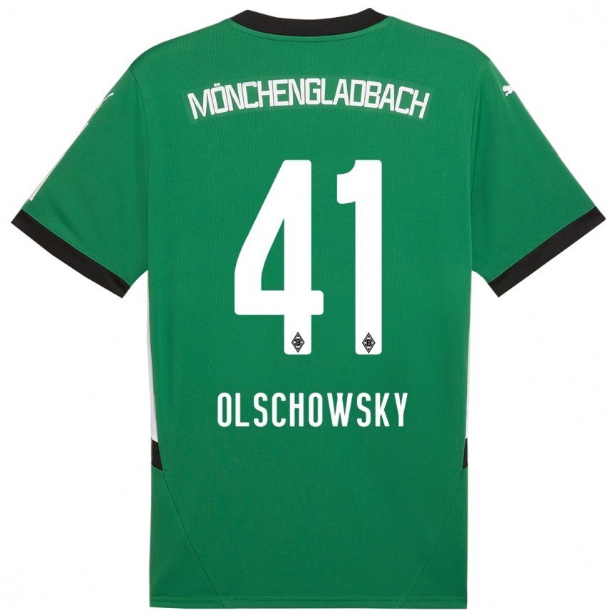 Niño Fútbol Camiseta Jan Olschowsky #41 Verde Blanco 2ª Equipación 2024/25