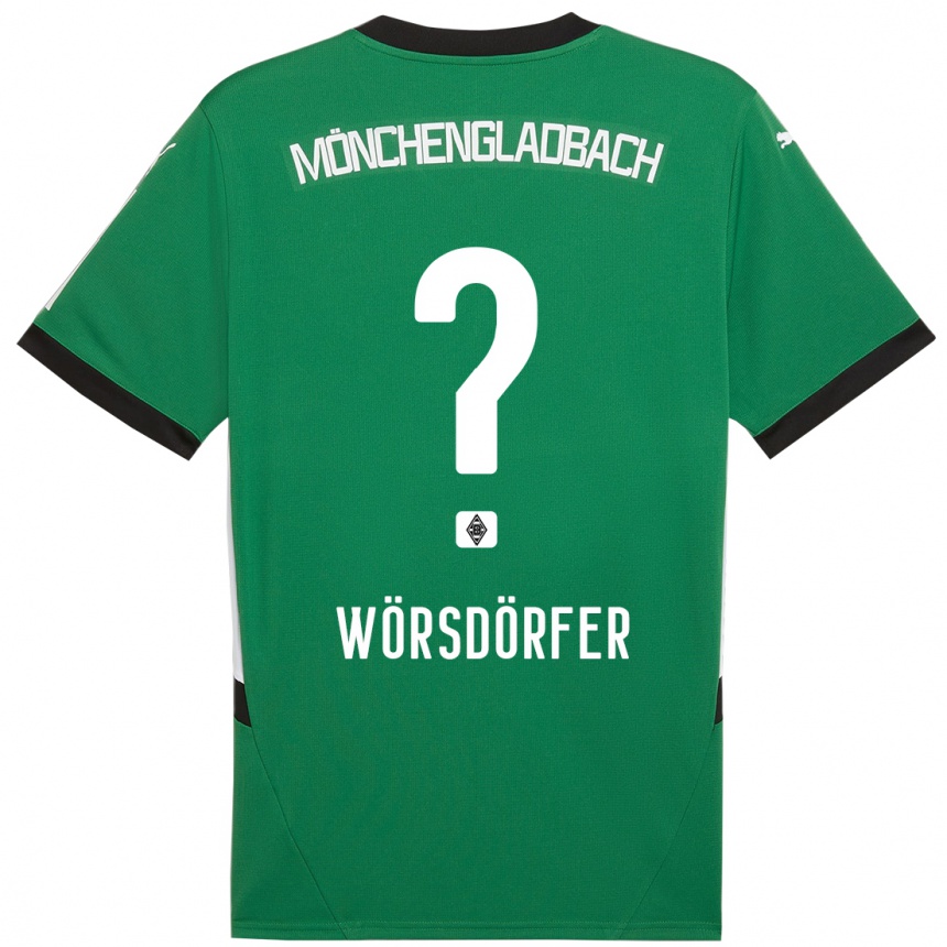 Niño Fútbol Camiseta Len Wörsdörfer #0 Verde Blanco 2ª Equipación 2024/25