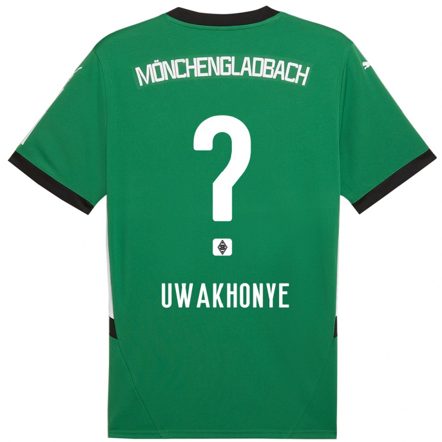 Niño Fútbol Camiseta Josiah Uwakhonye #0 Verde Blanco 2ª Equipación 2024/25