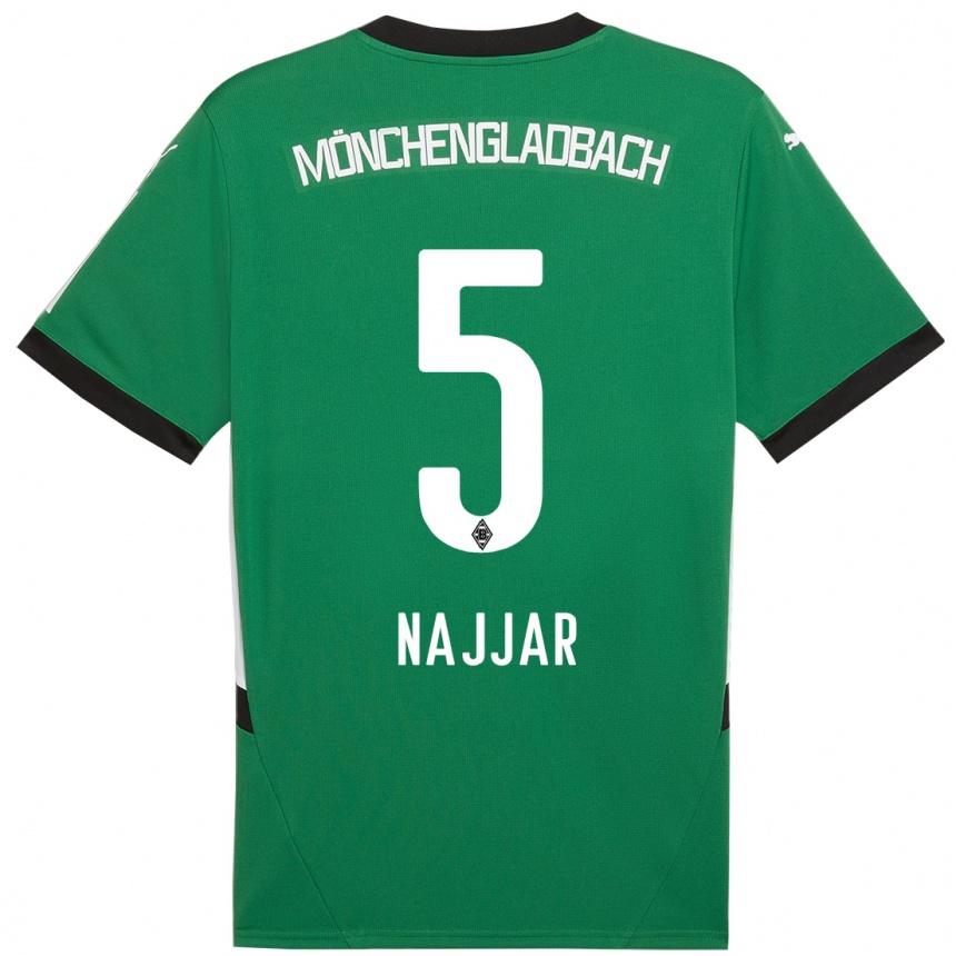 Niño Fútbol Camiseta Jamil Najjar #5 Verde Blanco 2ª Equipación 2024/25