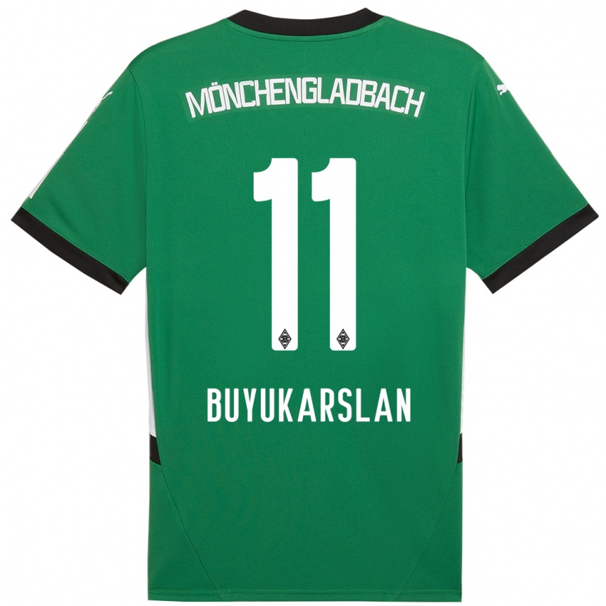 Niño Fútbol Camiseta Oguzcan Büyükarslan #11 Verde Blanco 2ª Equipación 2024/25