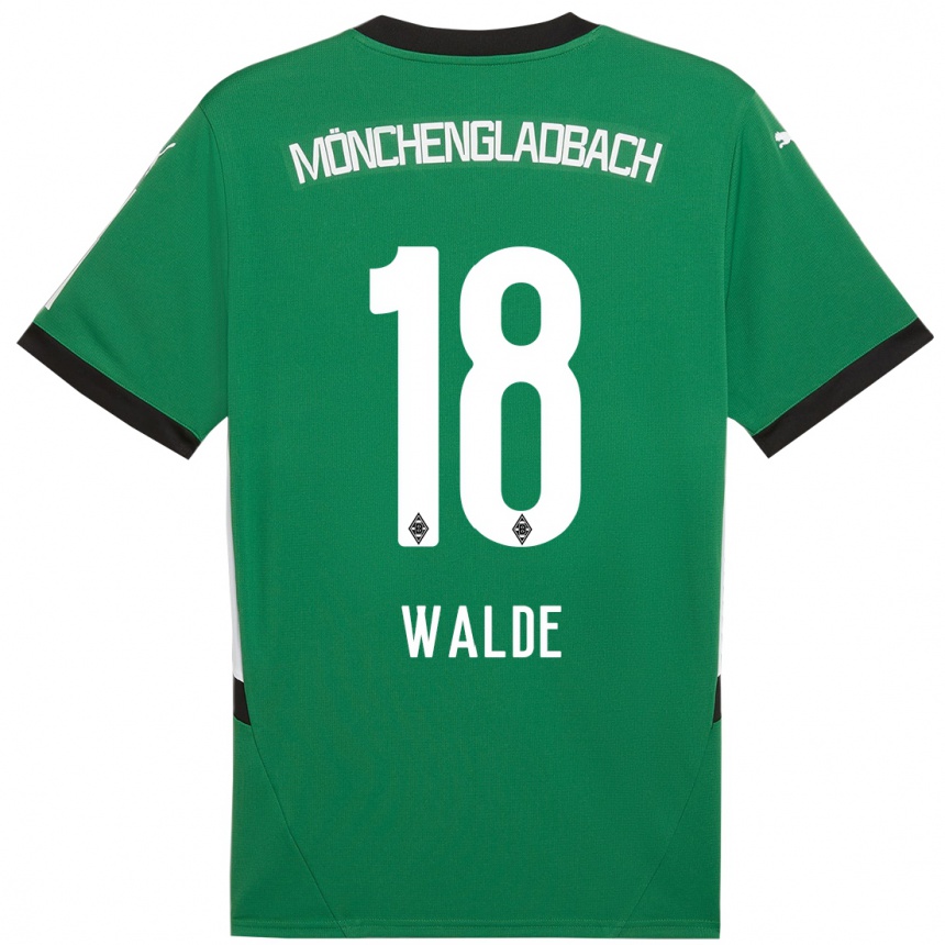 Niño Fútbol Camiseta Simon Walde #18 Verde Blanco 2ª Equipación 2024/25