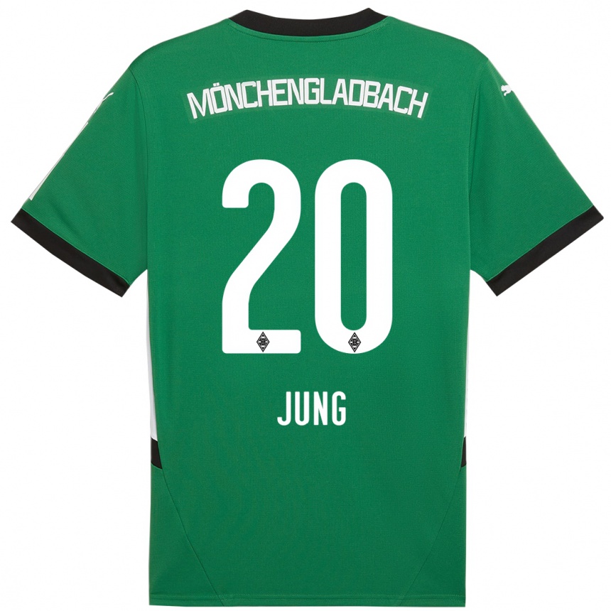 Niño Fútbol Camiseta In-Gyom Jung #20 Verde Blanco 2ª Equipación 2024/25