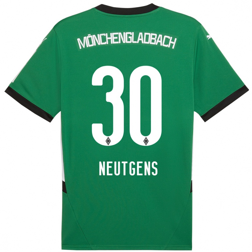 Niño Fútbol Camiseta Maximilian Neutgens #30 Verde Blanco 2ª Equipación 2024/25