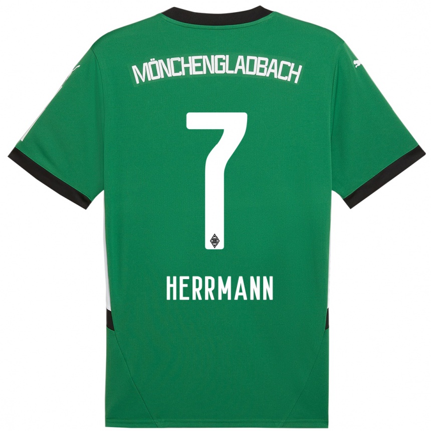 Niño Fútbol Camiseta Patrick Herrmann #7 Verde Blanco 2ª Equipación 2024/25