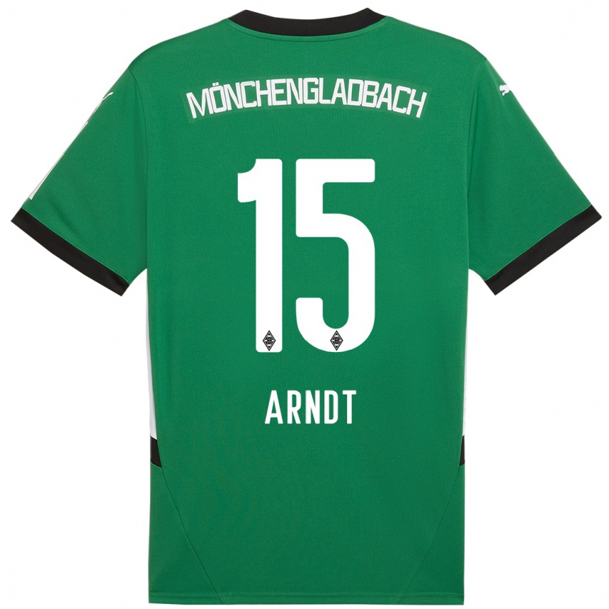 Niño Fútbol Camiseta Leo Arndt #15 Verde Blanco 2ª Equipación 2024/25