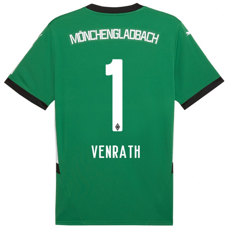 Niño Fútbol Camiseta Lisa Venrath #1 Verde Blanco 2ª Equipación 2024/25