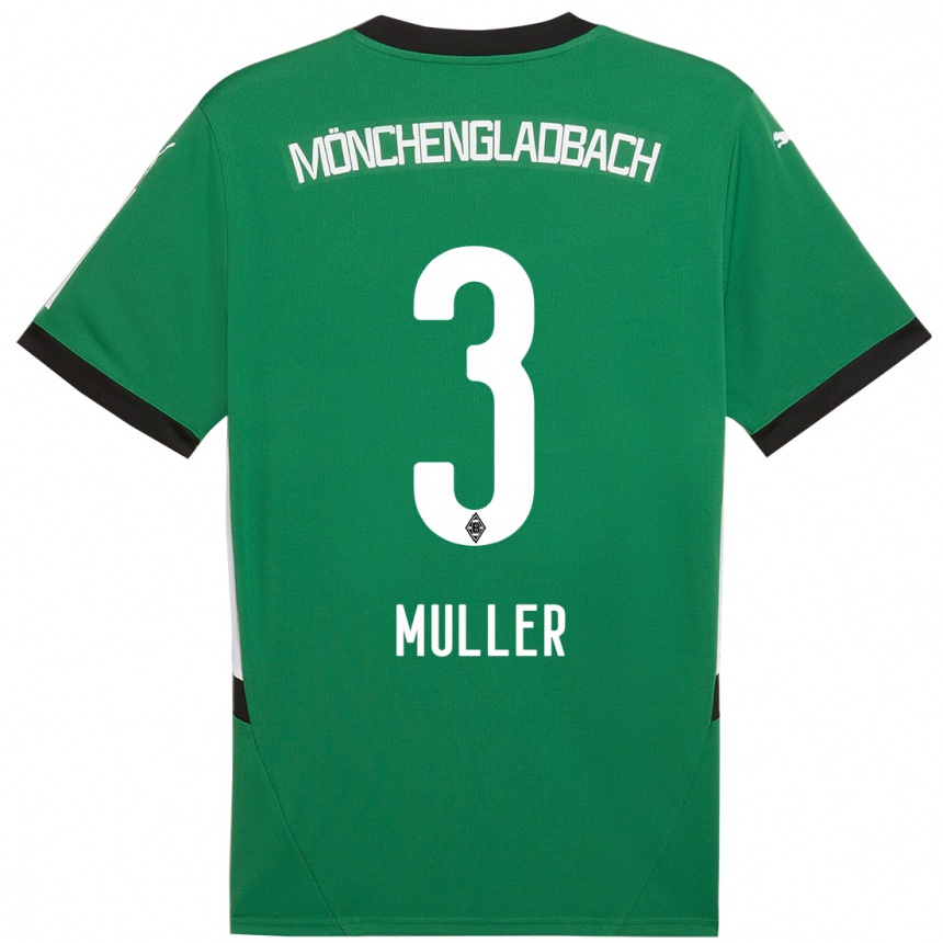 Niño Fútbol Camiseta Barbara Müller #3 Verde Blanco 2ª Equipación 2024/25