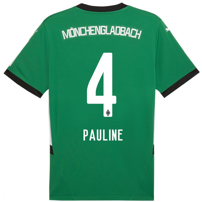 Niño Fútbol Camiseta Pauline Dallmann #4 Verde Blanco 2ª Equipación 2024/25