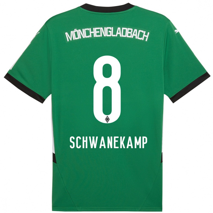 Niño Fútbol Camiseta Jana Schwanekamp #8 Verde Blanco 2ª Equipación 2024/25