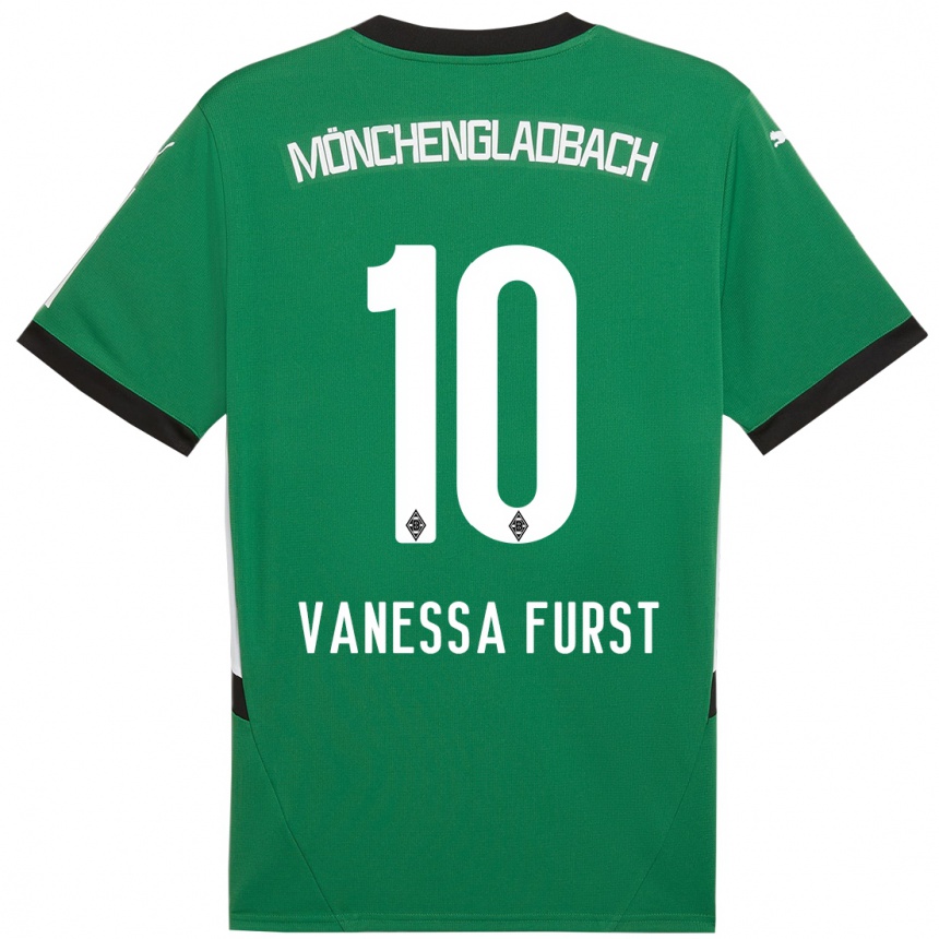 Niño Fútbol Camiseta Vanessa Fürst #10 Verde Blanco 2ª Equipación 2024/25