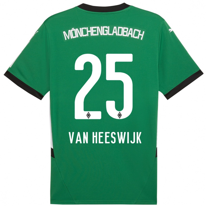 Niño Fútbol Camiseta Amber Van Heeswijk #25 Verde Blanco 2ª Equipación 2024/25