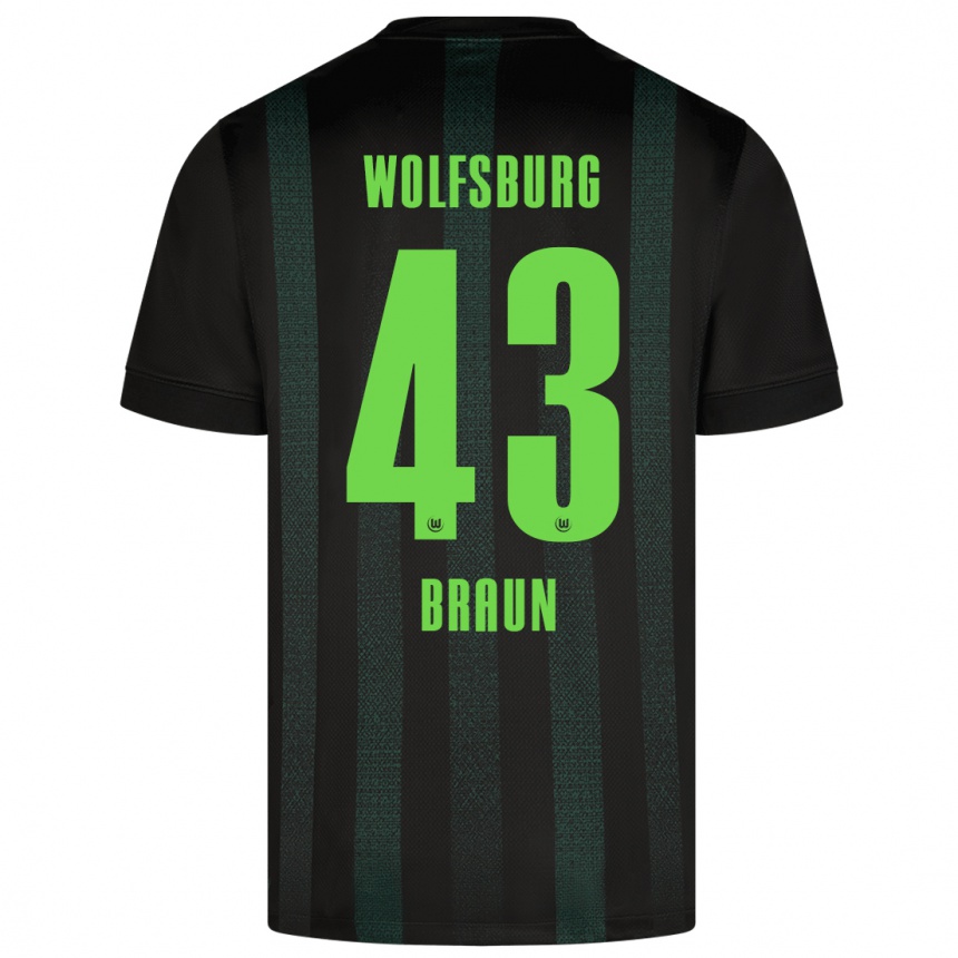 Niño Fútbol Camiseta Manuel Braun #43 Verde Oscuro 2ª Equipación 2024/25