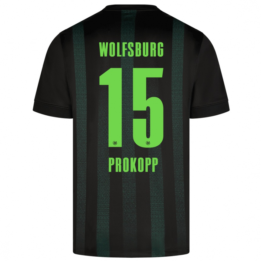 Niño Fútbol Camiseta Oskar Prokopp #15 Verde Oscuro 2ª Equipación 2024/25