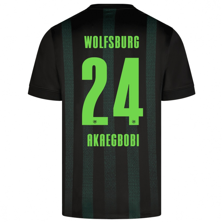 Niño Fútbol Camiseta Jonathan Akaegbobi #24 Verde Oscuro 2ª Equipación 2024/25