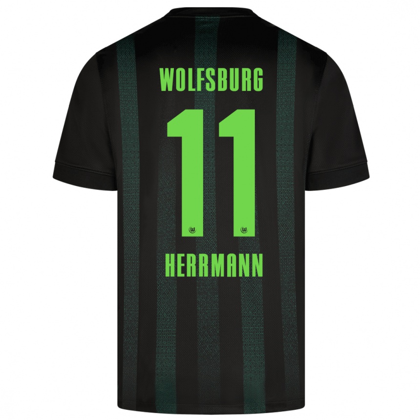 Niño Fútbol Camiseta Max Herrmann #11 Verde Oscuro 2ª Equipación 2024/25