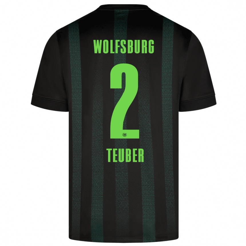 Niño Fútbol Camiseta Julius Teuber #2 Verde Oscuro 2ª Equipación 2024/25